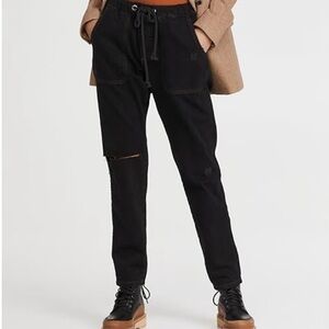 !NEW! One Teaspoon - Onyx Black Shabbies Drawstring Jeans NEW!